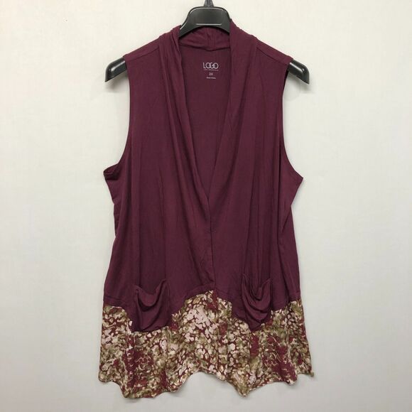 LOGO by Lori Goldstein Knit Vest Blouse Top Shirt Size 2X Sleeveless M185 -28 - Picture 1 of 11